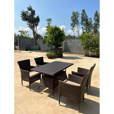 Комплект мебели из ротанга Afina Garden AM-196B/T196 Brown 4Pcs (4+1) Коричневый