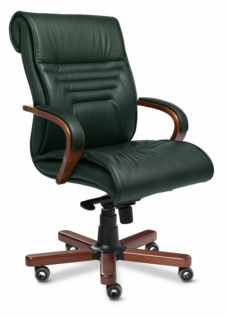 Кресло для руководителя MULTI-OFFICE Базель В (Basel В) кожа темно-зеленый