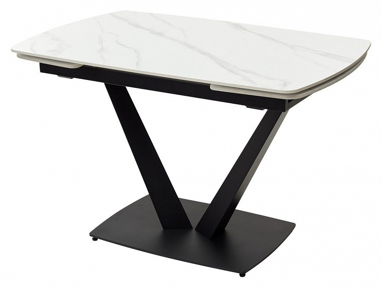 Стол ALATRI / АЛАТРИ 120 MATT WHITE MARBLE SINTERED STONE / МАТТ БЕЛЫЙ МАРБЛ СИНТЕРЕД СТОУН ЧЕРНЫЙ