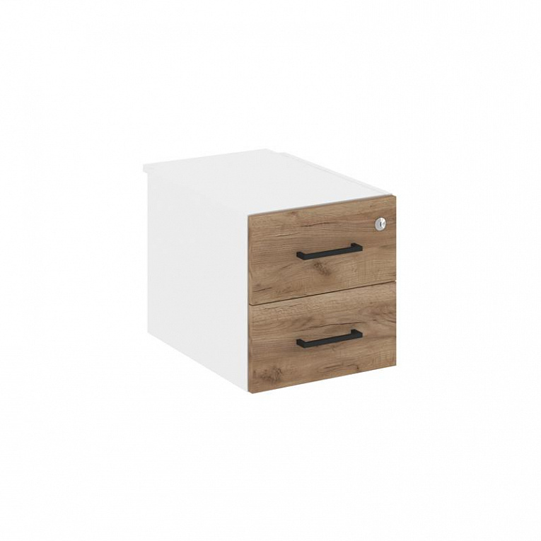 Тумба с двумя ящиками 343*507 Рива Стайл Проджект SN.TP-032 Белый / Белый / Дуб Табак / Черный